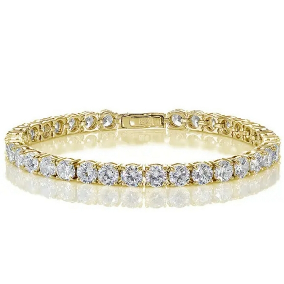 Cubic Zirconia 18K Gold Plated Tennis Bracelet - Picture 4 of 4